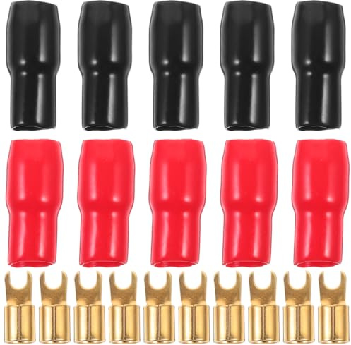 TOPPERFUN 10 Pack 4 Gauge Spade Terminals, 4 AWG Fork Crimp Connectors
