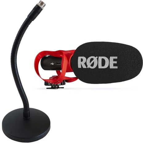 Rode Videomic Go II Helix Caméra directionnelle USB avec trépied de table Keepdrum col de cygne
