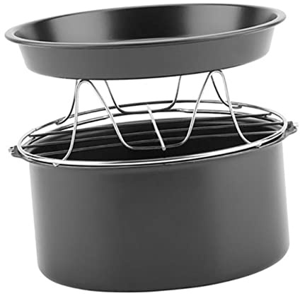 Cabilock Airfryer Zubehör Set Edelstahl Kuchen Pizzapfanne Mit Dampfrost Backofenfest Antihaftbeschichtet Lebensmittelecht Vielseitig Für Knusprige Snacks Und Kuchen