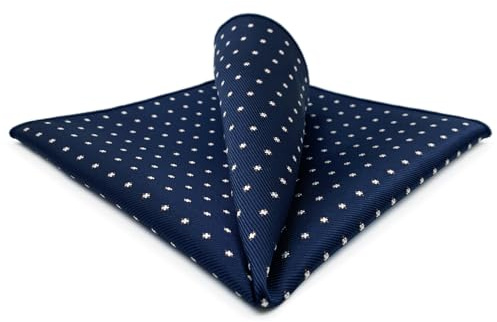 S&W SHLAX&WING Pañuelo de Bolsillo Azul Marino con Puntos Blancos para Traje de Hombre Negocios Formal Tejido