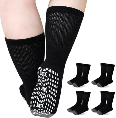 ZFSOCK Chaussettes Diabétiques Homme Femme: Sans Elastique Sans Couture Non Comprimantes Amples Socquettes Classiques Diabetique en Coton Coussin 4 Paires Mi-mollet, Noir Blanc Gris
