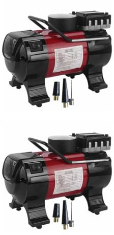Mikikit 2st Auto Luftpumpe Elektrische Pumpe Kompressor Usb-reifenfüller Erhaltungsladegerät Aufblasgerät Schwere Luft Autoreifen Elektrischer Reifenfüller Reifenpumpe Mit Manometer Rot