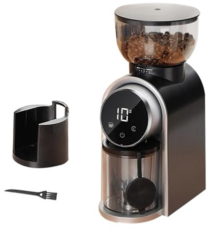 Macinacaffè elettrico,rimovibile macinino caffè grano,portatile regolabile per macchina da caffè grano,schermo tattile LCD,con 25 impostazioni di macinazione precise, per 14 tazze (nero)