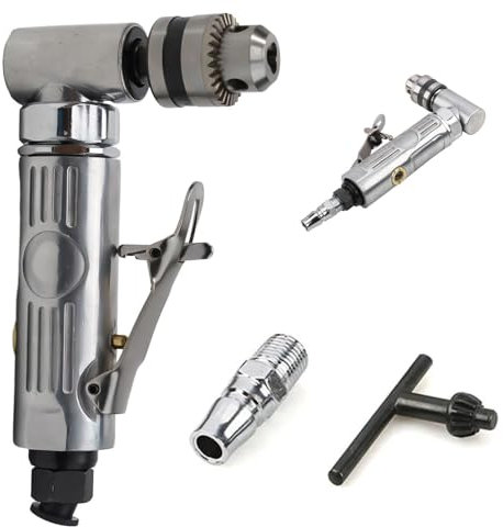 1/4 High Speed 90 Degree Angle Air Drill, Reversible Right Angle Air Drills, Right Angle The Grinder, Pneumatic Drilling Tools with Socket Wrench, Idle Speed 15000rpm, for Use in Confined Spaces