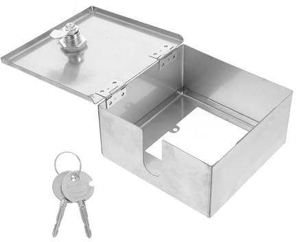PRETYZOOM Stainless Steel Outdoor Electrical Junction Box Lock 86 Socket Waterproof Metal Enclosure Weatherproof Electrical Outlet Protection Cover for Wall Mounting