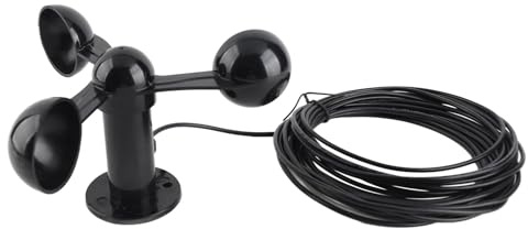Wind Direction Indicator, 3-Cup Wind-Speed Sensor Anemometer Cover, Anemometer Sensor Wind Speeds Cup with 8M Water Resistants Cable 4cm Mounting Hole Anti Interference