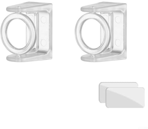2 ganci regolabili per asta per tende a rotazione, compatibili con le impostazioni del bagno e della cucina, staffe in plastica per fissaggio non forato su specchi di vetro, marmo, acciaio