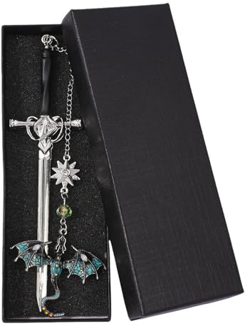 Segnalibro Metallo Personalizzato,Segnalibro Drago,Segnalibri con Spada di Drago con Ciondolo,Regalo Amica Natale Laurea Compleanno per Lettori,Amanti Dei Libri