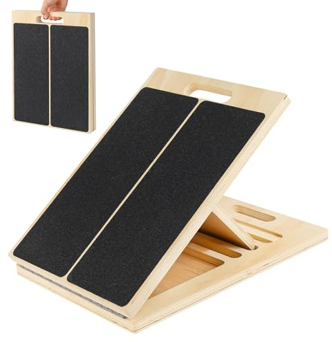 Osrioal Slant Board, Adjustable Calf Stretcher, Wooden Incline Calf Stretch Board, Squat Wedge for Exercise, and Flexibility Training, 16 X 12.5