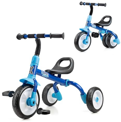 Xootz Switch Rider 5 in 1 Folding Balance Bike and Trike for Toddlers, Adjustable Handlebar and Saddle, Steel Frame, EVA Tyres, Foldable Bike for Kids 2+