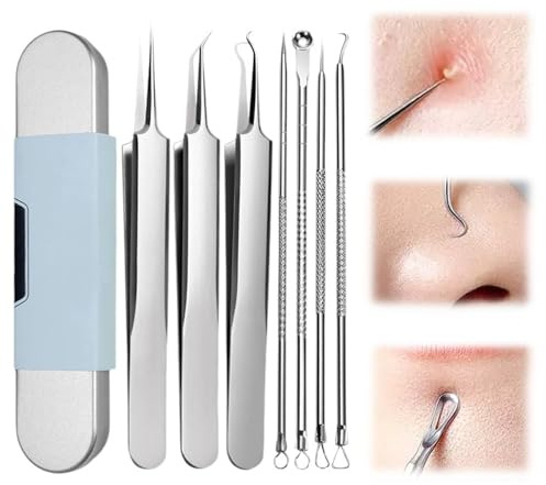 Blackhead Remover, Comedone Squeezer Set, Pimple Squeezing Tool with Casing, Facial Cleansing Remover Tool Kit for Whitehead Acne on the Nose Face Blemishes