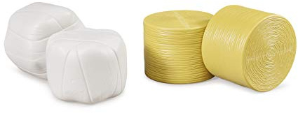 bruder 02345 - Rundballen, 4 Stück (2 x gewickelt, 2 x ockerbraun) - 1:16 Zubehör Ballenwickler Ballenpresse Bauernhof Landwirtschaft Mähdrescher