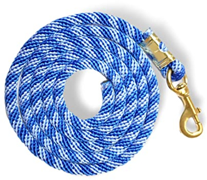 Führstrick für Pferd - Anbindestrick in verschiedenen stylischen Designs, Führleine, Anbindeseil Pony, Esel, Ziege (1x Blau-Hellblau)