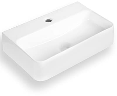 Art-of-Baan Lavabo di alta qualità, rettangolare, lucido, lavabo in ceramica, per lavabo, bianco, 450 x 275 x 105 mm