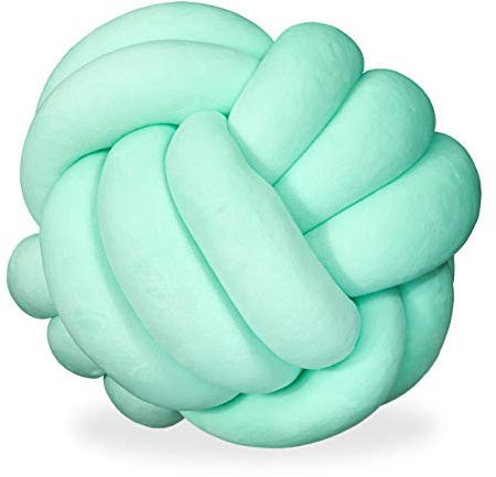 Relaxdays Knutkudde, knuten kudde för soffa, säng, dekorativ, skandinavisk, dekorativ kudde knutar, Ø 25 cm, mynta, 1 styck (1-pack)