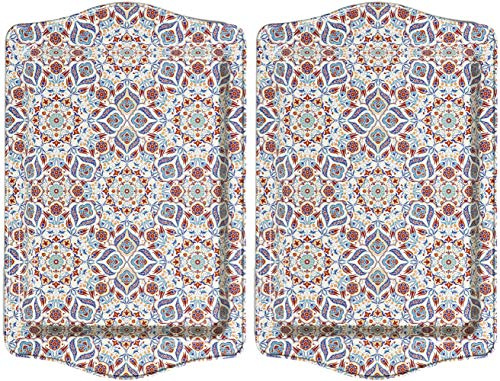 BOHORIA® Premium Design Serviertablett - Dekorative Servierplatten für Glas, Tassen, Schälchen auf ihrem Holz-, Glas- oder Stein-Esstisch (Marrakech 2er Set)