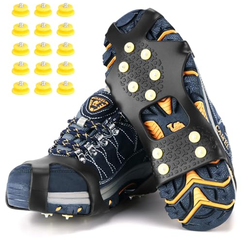 JOOLESER Schuhspikes,Schuhkrallen,Steigeisen grödel für Bergschuhe,Spikes für Schuhe,Eisspikes Schneeketten Schuhe,mit 11 Edelstahl Zähne Spike für Schuhe Winter (S)