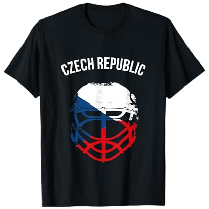 Czech Flag Hockey Helmet Tee Czech Republic Ice Hockey Shirt T-Shirt