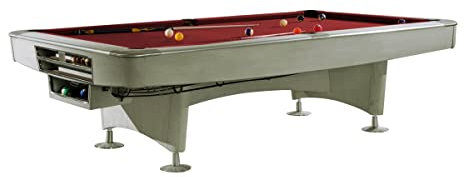 Billiard-Royal Billardtisch Pooltisch Modell Gladiator Grau 9 ft. mit hochwertigem K-55 Bandengummi und freier Tuchwahl, Tuchfarbe:Burgundy