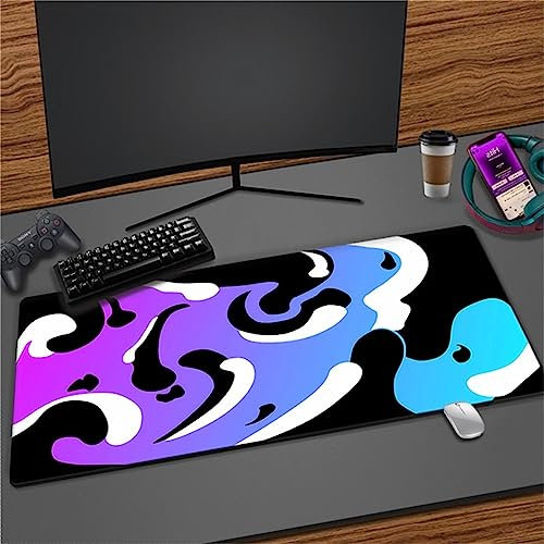 Noir Blanc Violet Tapis de Souris Grand, 700x300mm XXL Gaming Mouse Pad, Tapis de Souris Caoutchouc Naturel Antidérapant, Mouse Mat d'Ordinateur Durable pour Souris Claviers Gamer Bureau