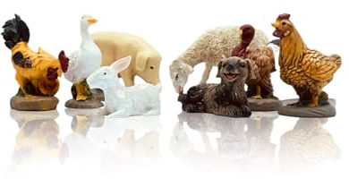 Gesar art in progress Set 8 Pezzi Animali da 5 cm in Resina in Presepe - Animali per Presepe da 9 cm - Presepio Decorazioni - Animali Presepe - Natalizie Paesaggio - Scenario di Natale