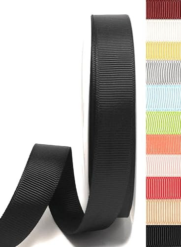 Ripsband Schleifenband 25 Meter x 15 MM Schwarz Ripsschleifenband Dekoband Geschenkband