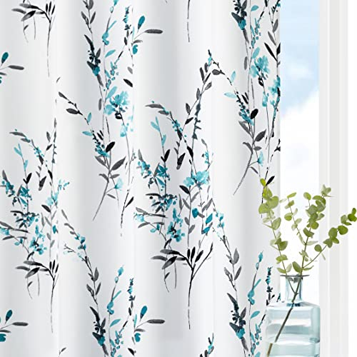 MYSKY HOME Vorhang Schlafzimmer Vorhänge mit Drucken Thermovorhang mit Ösen Gardinen Fenster Modern Gegen Kälte und Hitze Wohnzimmer Gardine,H 240 X B 132 cm,Blau-Grün.