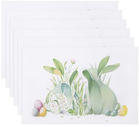 Banchif Lavabile tovagliette Pasqua Tovagliette Fiore Coniglio Tovagliette Floreale Primaverile, Uovo di Pasqua, Festa di Pasqua Banchetto Decorazioni per la tavola Set di 6 Tovagliette