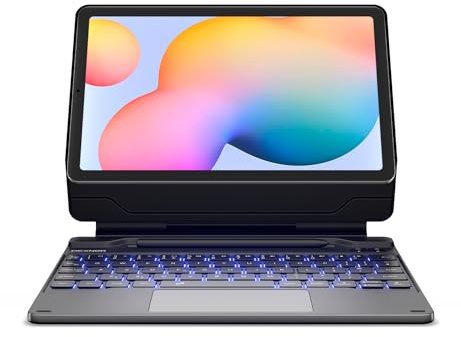 Dexnor for Samsung Galaxy Tab S6 Lite 10.4 Inch Case with Keyboard | Magnetic Floating Cantilever Stand, Multi-Touch Trackpad, 7-Color Backlit, S Pen Holder, for Tab S6 Lite 2024/2022/2020
