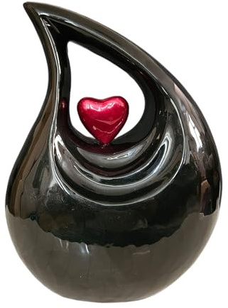 Royal Rapture Urne funéraire pour Cendres humaines en Forme de Goutte pour Adulte - 20,3 cm et 30,5 cm de Hauteur - Cœur Noir et Rouge - 30,5 cm