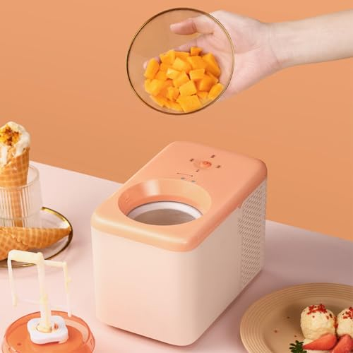 IMOSEI Máquina de helados portátil, máquina eléctrica de yogur congelado, producción rápida de 30 minutos, capacidad de tanque de 500 ml, 2 engranajes opcionales, para el hogar familiar