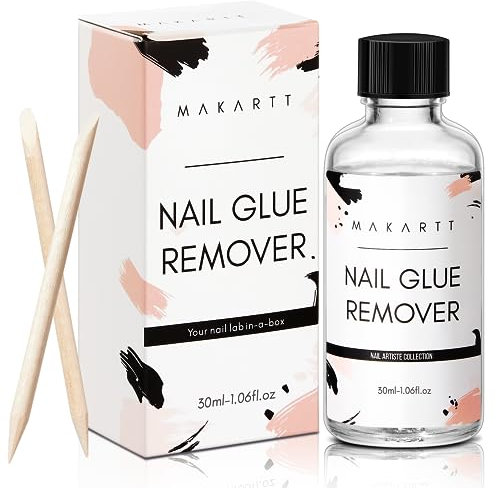 Makartt Nagelkleber Entferner mit Pinsel 30ml Nail Glue Remover für Nagelspitzen - Professionell Falsche Nagelentferner ohne Aceton für Nail Tips Press on Nails False Nails