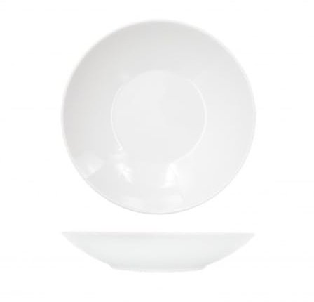 summa - Pack de 6 platos hondos coupe blancos - 24cm - Colección Alba - Platos de Porcelana de altas prestaciones - Diseño elegante - Uso en casa y restaurantes (24 cm)