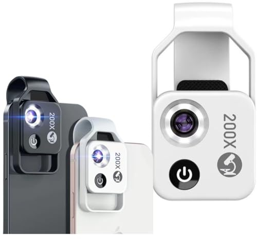 Jvhoo Nanozoom 200x Macro Zoom Lens, CPL Lens, LED Light, Universal Clip (White)