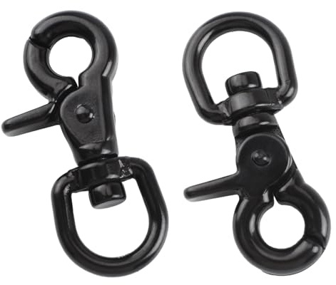 UFURMATE Lot de 2 clips pivotants en acier inoxydable 316 pour laisse de chien, boucles à dégagement rapide, clips pivotants à 360 degrés pour promenade de chien, camping, randonnée (noir, anneau de