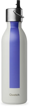 QWETCH - Bouteille Isotherme Active Série Sport Grise 600ml - Gourde avec Bouchon Sport - 24h Froid et 12h Chaud - Etanche & Compacte