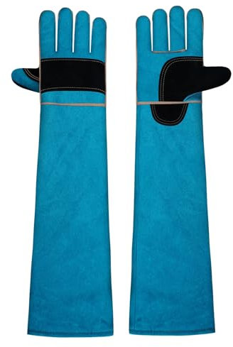 60 cm Anti-Bite Guanti di Protezione da Lavoro,Guanti Giardinaggio in Pelle di Mucca，Antigraffio, Adatto per Fare il Bagno, Giocare e Addestrare Cani, Gatti, Uccelli, Lucertole e Altri Rettili