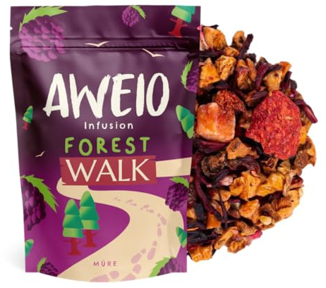 AWEIO Infusion Fruits des Bois – Fraise Framboise Mûre – Tisane Sans Caféine – Chaude ou Glacée – Sans Sucre Ajouté – 80 g – Forestwalk
