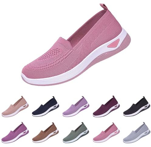 Return+pallets+for+Sale+Liquidation Slip On Trainers Women Wide Fit Ladies Breathable Mesh Walking Running Shoes Comfortable Arch Support Soft Sole Athletic Mum Birthday Gifts Pink 6