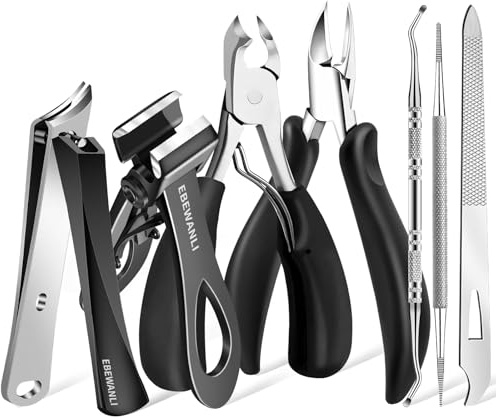 EBEWANLI Professionelles Nagelpflegeset, Podologen Pediküre-Kits, Edelstahl, Nagelknipser, Körperpflege-Werkzeuge mit Reisetasche, Geschenk für Senioren, Männer