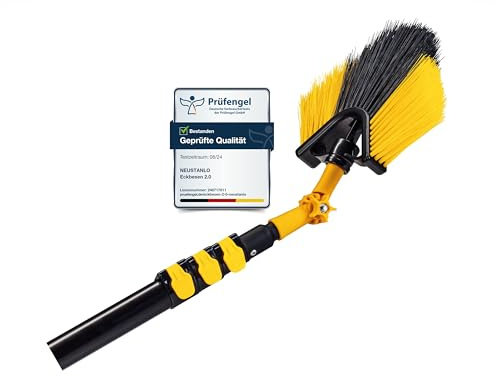Neustanlo | Eckbesen 2.0 mit Teleskopstange | Teleskopstiel: 119-410 cm | intuitives Schnellspannsystem | ergonomische Soft-Touch Handgriffe | ideal zur Pflege von Haus & Garten