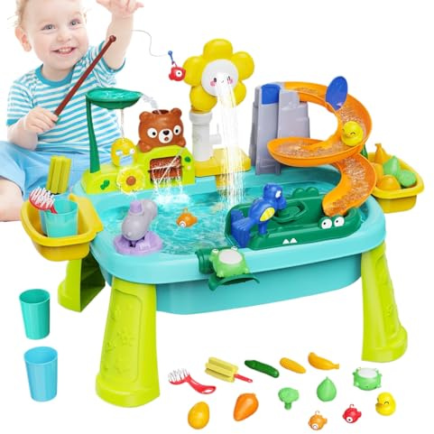 Tavolo Acquatico Per Bambini | Tavolo Sabbia e Acqua Bambini con Pompa Elettrica | Gioco Educativo Pesca Sensoriale Gioco Simbolico per Ragazzi Ragazze 3-8 Anni da Giardino Scuola Asilo Parco Casa