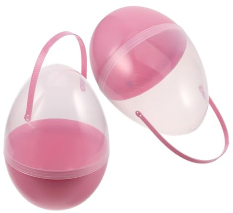 Vaguelly 2pcs Fillable Clear Plastic Easter Eggs with Handle Adorable Egg Shaped Candy Boxes for Easter Parties and Games Enhances Motor Skills and Imaginative Play
