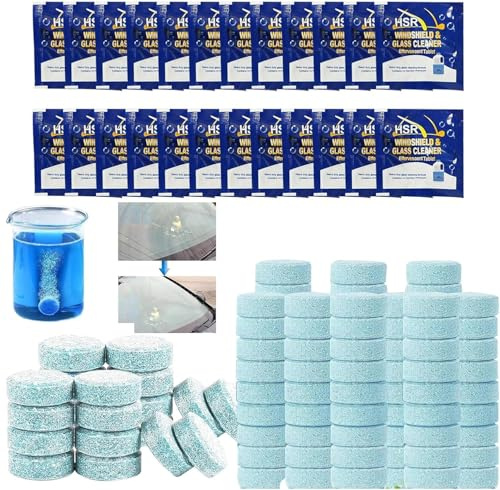Lave Glace Concentré Pastille,100pc Pastille Lave Glace Voiture,Nettoyant Pare Brise,Pastilles Laves Glaces pour Pare-Brise,Effervescent Voiture,Verre de Pare-Brises Nettoyage Détergent