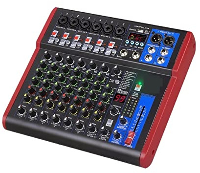 ZKLGS Mesa de Mezclas Interfaz mezcladora de 8 Canales for DJ Mixing Console Controller Estudio de grabación con 99 Efectos Digitales DSP