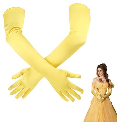 ARYIMYDP 1 Paar 1920er-Jahre-Opernhandschuhe für Damen und Mädchen, Yellow Lange Handschuhe Damen, Gelbe Handschuhe, 43cm Opernhandschuhe Dehnbare, Satin Lang, Ideal für Abendparty, Tanz