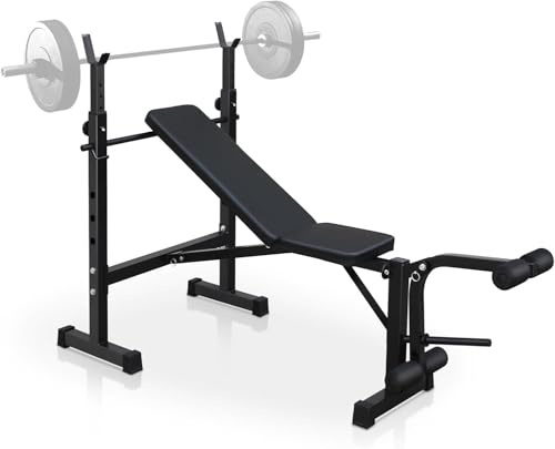 Verstellbare Hantelbank, Trainingsbank, Schrägbank, Utility Bench Mit Beinhalterung, Bizepscurl-Polster, Home Gym Equipment
