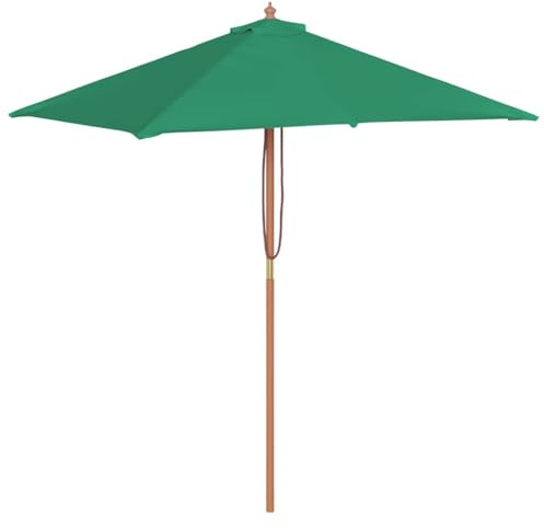 Mokuyary Ombrellone da esterno con palo in legno, 150 x 200 cm, verde, ombrellone da esterno per terrazza, piscina, spiaggia, ristoranti, balcone