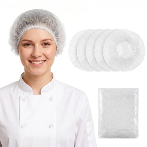 Iyxeo 200 engångs hårnät, buffant non-woven hårmössa för livsmedelsindustrin, kök, vård, skönhet och catering, vit