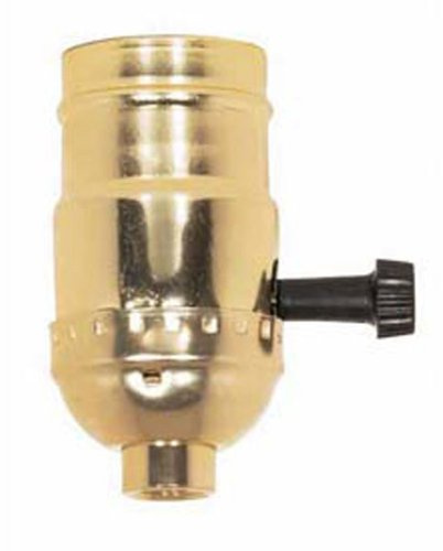 Brass Light Socket - Plated - 3-Terminal - 2 Circuit - Turn Knob - Medium Base Socket - 1/8 IPS - PLT 90-421